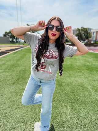 Nebraska Stadium Comfort Tee-Heather Grey