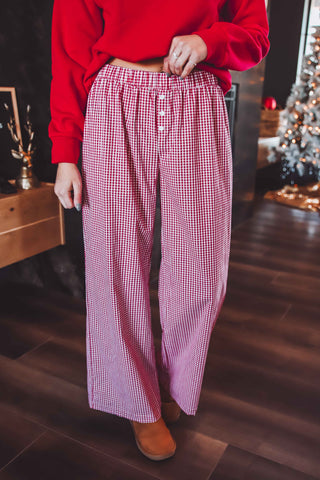 Kamden Gingham Pants-Red