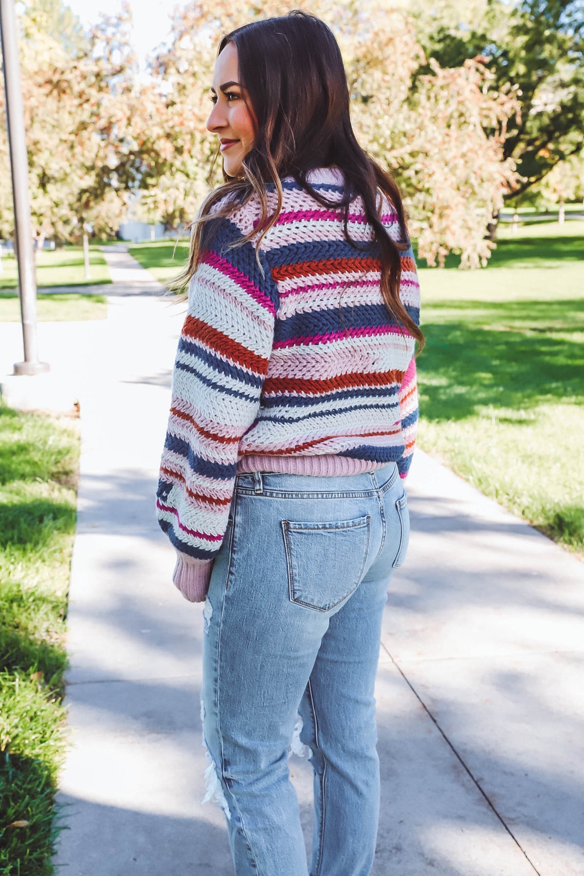 Asheville Stripe Sweater-Magenta Punch-Z Supply