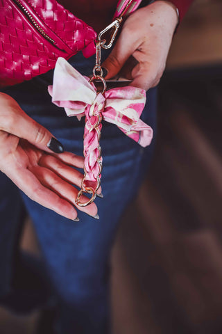 Charmed By Satin Bag Charms-Pink Tie-Dye