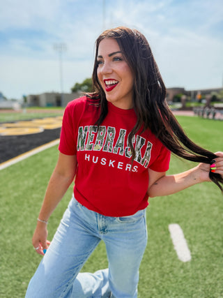 Nebraska Huskers Tee-Red/Camo