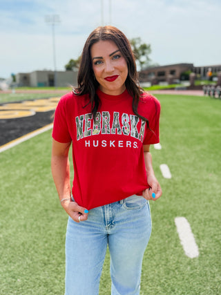 Nebraska Huskers Tee-Red/Camo