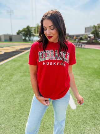 Nebraska Huskers Tee-Red/Camo