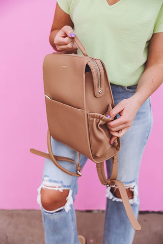 Kylie Small Backpack-Latte Pebbled