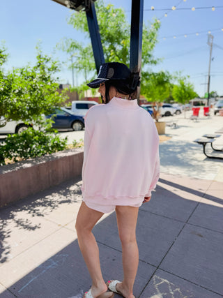 Winnie Mock Neck Sweatshirt-Ballet Pink