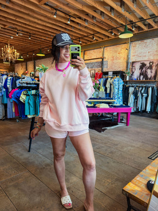 Winnie Mock Neck Sweatshirt-Ballet Pink