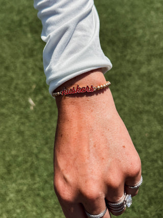 Nebraska Huskers Enamel Script Stretch Bracelet