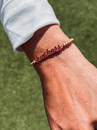 Nebraska Huskers Enamel Script Stretch Bracelet
