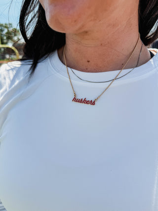Nebraska Huskers Enamel Script Necklace