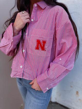 Nebraska Logo Patch Button Down
