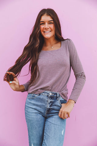 Ellie Striped Top-Purple