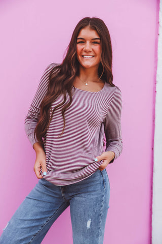 Ellie Striped Top-Purple