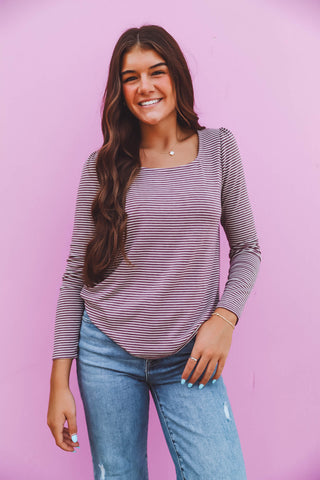 Ellie Striped Top-Purple