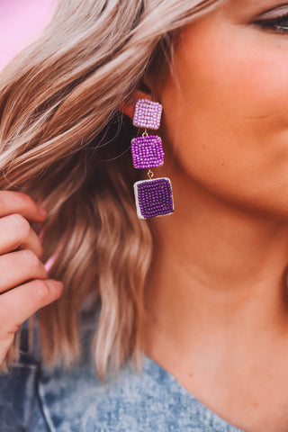 Graduated Seed Bead Earring-Lavender