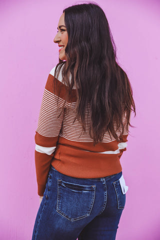 Avery Striped Sweater-Copper