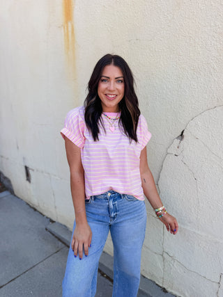 Pink Lemonade Striped Tee
