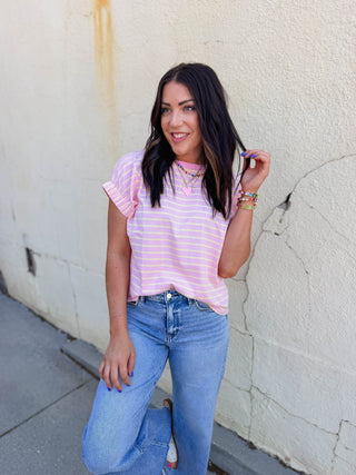 Pink Lemonade Striped Tee