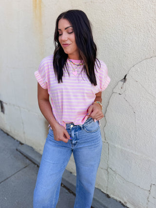 Pink Lemonade Striped Tee