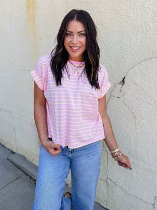 Pink Lemonade Striped Tee