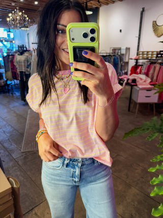 Pink Lemonade Striped Tee