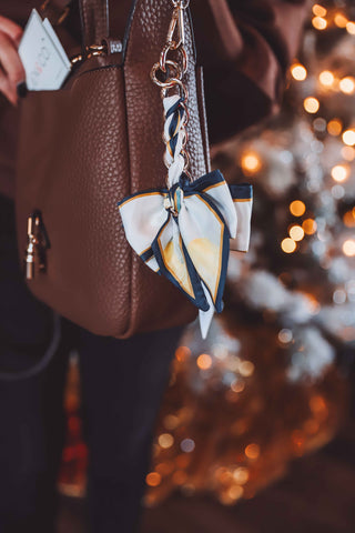 Charmed By Satin Bag Charms-Navy Floral