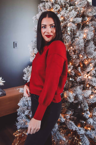 Olivia Sweater-Heather Red