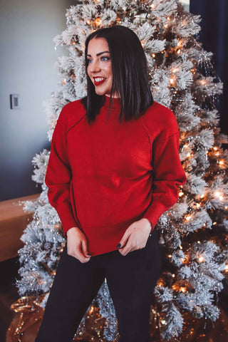 Olivia Sweater-Heather Red