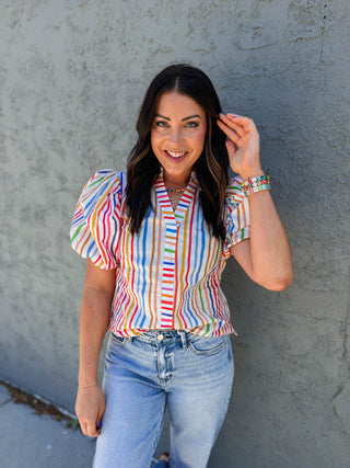 Pop Of Color Striped Top