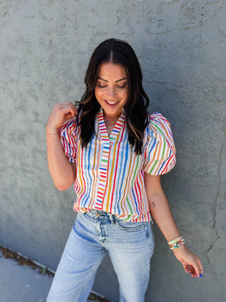 Pop Of Color Striped Top