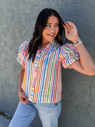 Pop Of Color Striped Top