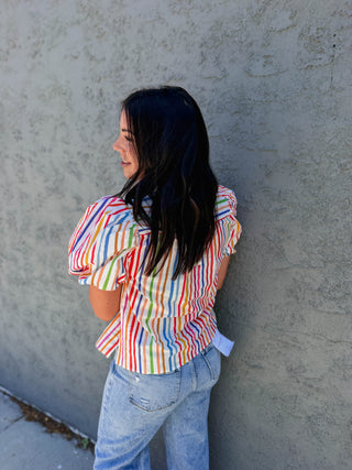 Pop Of Color Striped Top
