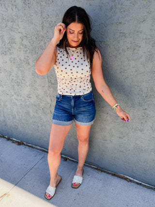 Remi Polka Dot Top-Cream