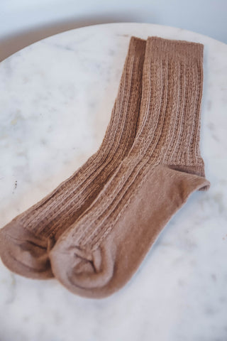 Cable Knit Socks-Khaki