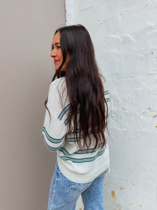 Mariah Striped Sweater-Silver/Blue