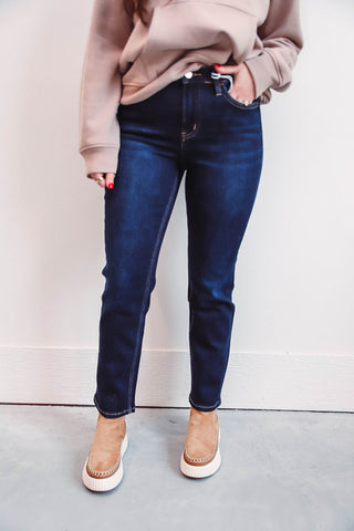 Elle High Rise Slim Straight Denim