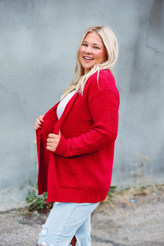 Lucy Sweater Cardigan-Dk. Red