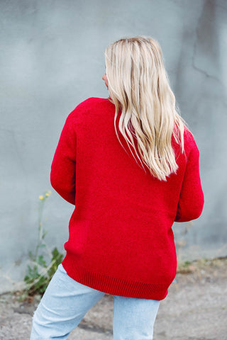 Lucy Sweater Cardigan-Dk. Red