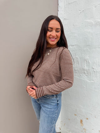 Mandy Striped Sweater-Caramel