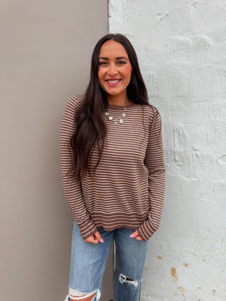 Mandy Striped Sweater-Caramel