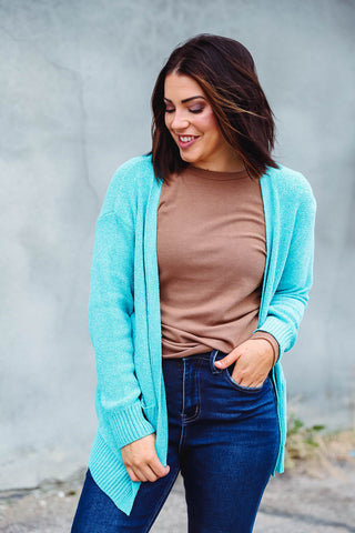 Lucy Sweater Cardigan-Turquoise