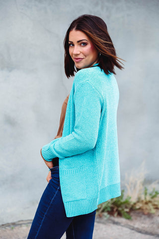 Lucy Sweater Cardigan-Turquoise