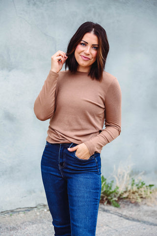 Kimberly Ribbed Top-Dark Mocha