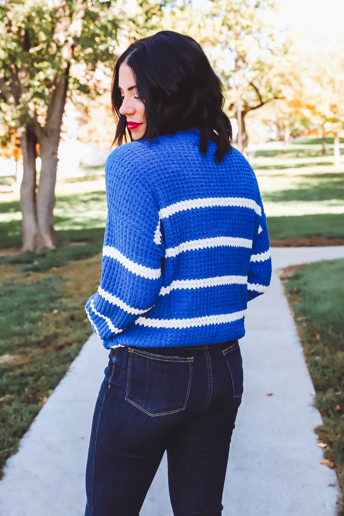 Skyler Striped Sweater-Blue