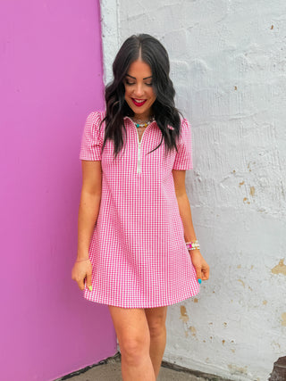 mini pink gingham dress Ready To Learn Pink Mini Gingham Chloe Dress by Classic Whimsy - Dresses
