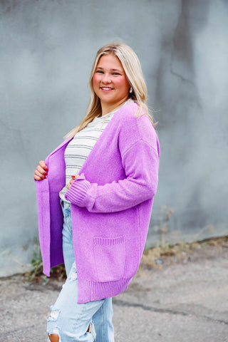 Lucy Sweater Cardigan-Purple