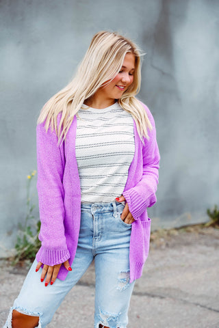 Lucy Sweater Cardigan-Purple