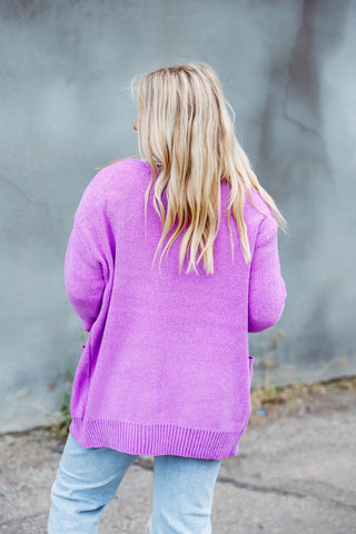 Lucy Sweater Cardigan-Purple