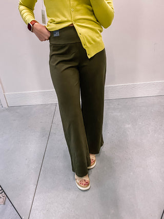 Amber Wide Leg Trousers-Olive