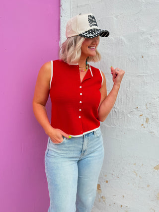 Alyssa Knit Tank-Tomato