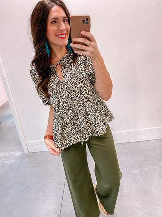 Whitney Leopard Tie Top